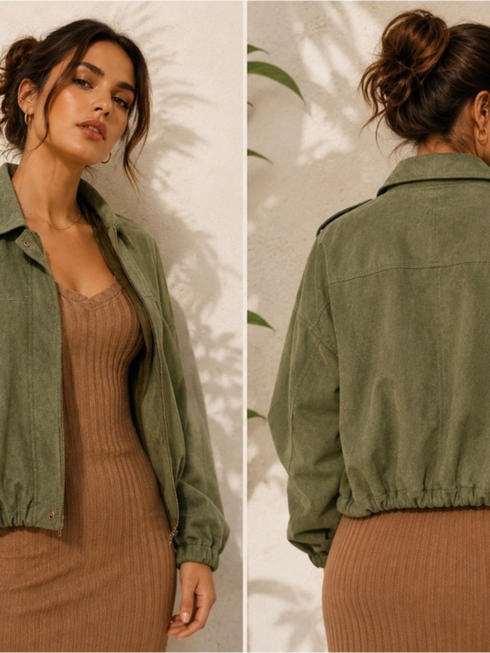 Olive Green Women's Bomber Jacket